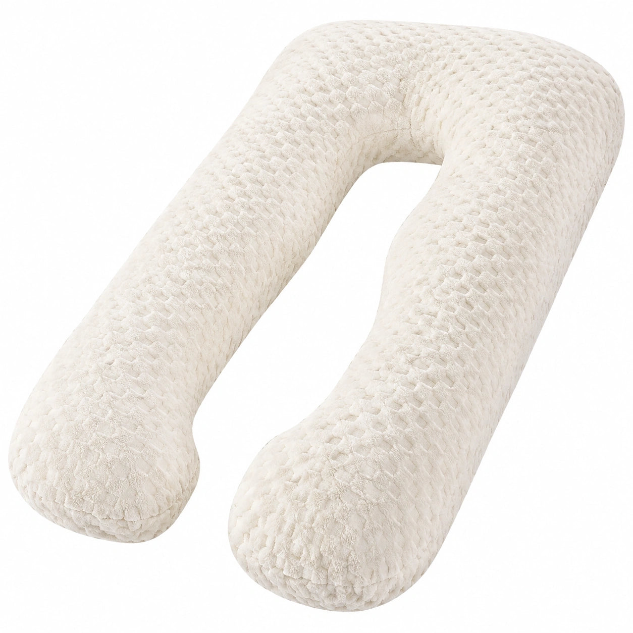 Coussin de grossesse en U 135 cm en polyester blanc cassé pour sommeil enveloppant
