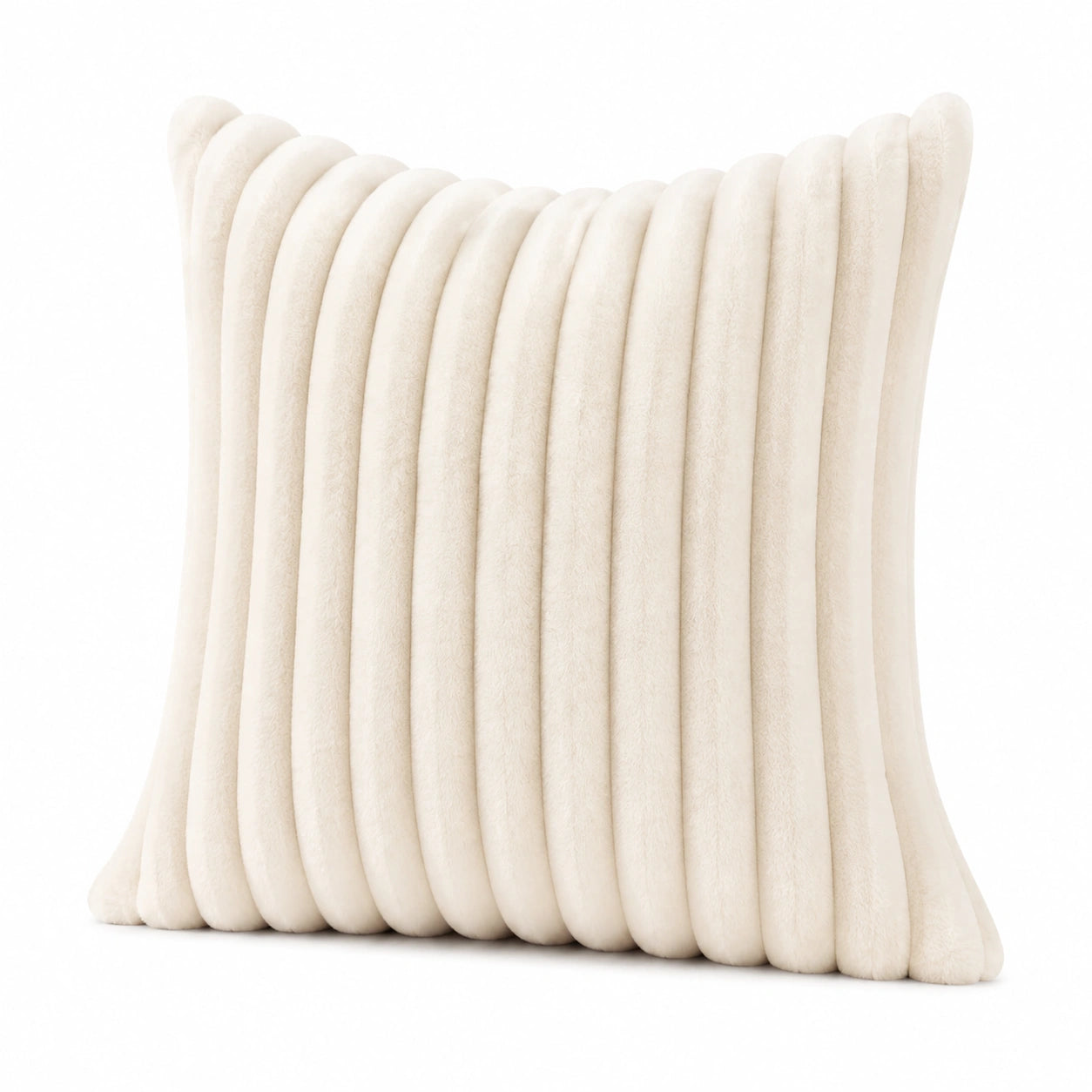 Coussin décoratif 45 x 45 cm en polyester blanc cassé à reliefs style contemporain