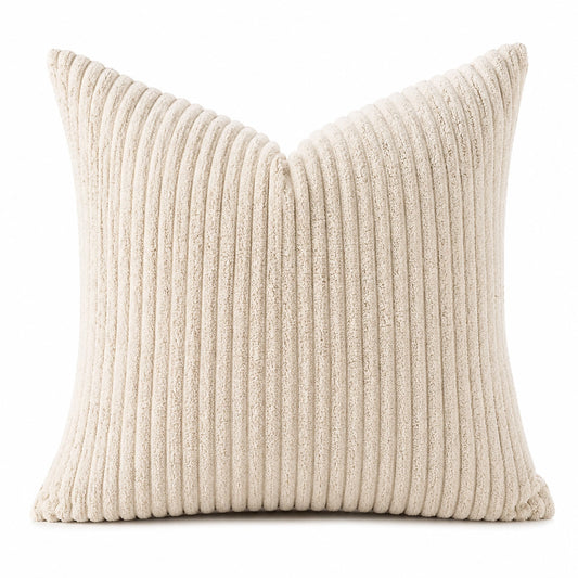 Coussin décoratif 45 x 45 cm en textile côtelé beige style contemporain