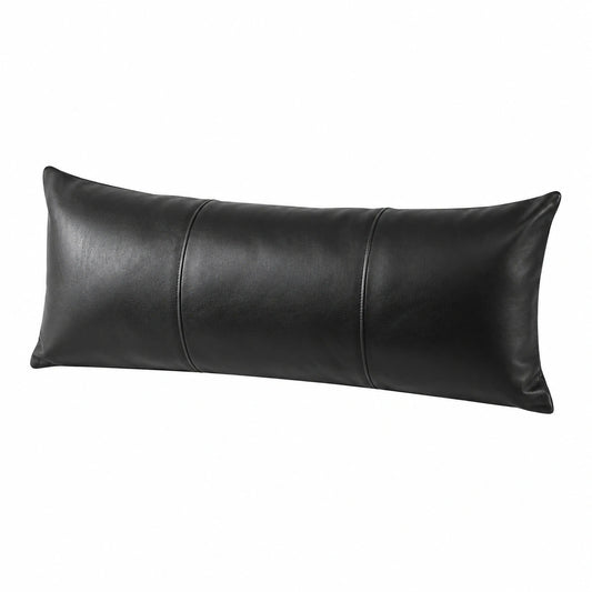 Coussin lombaire 90 x 30 cm en similicuir noir style contemporain