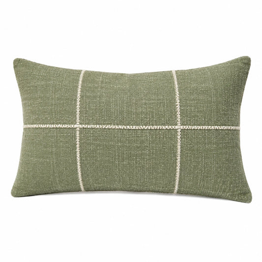 Coussin rectangulaire 50 x 30 cm en tissu tissé vert style texturé