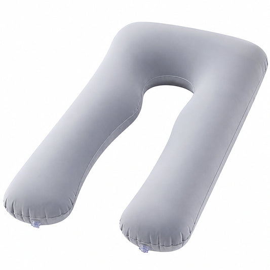 Coussin de grossesse en U 130 cm gonflable gris pour sommeil et soutien corporel