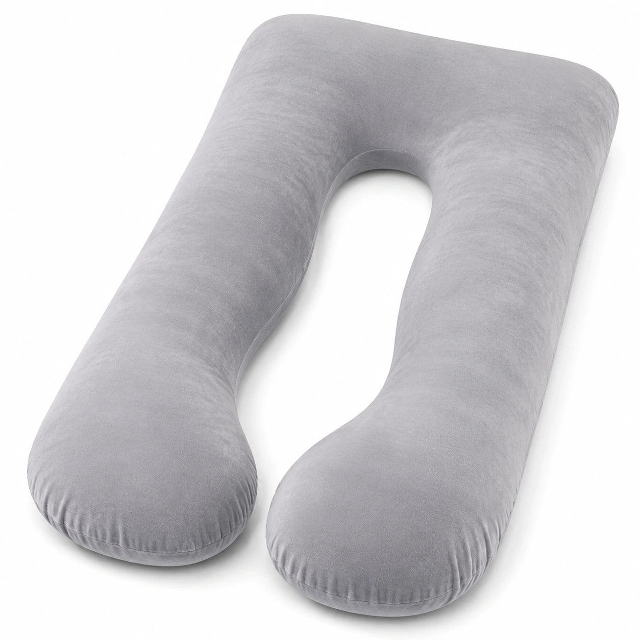 Coussin de grossesse en U 140 cm en tissu doux gris pour soutien du corps