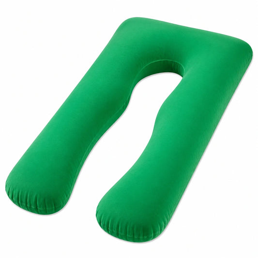 Coussin de grossesse en U 130 cm en velours vert soutien corporel
