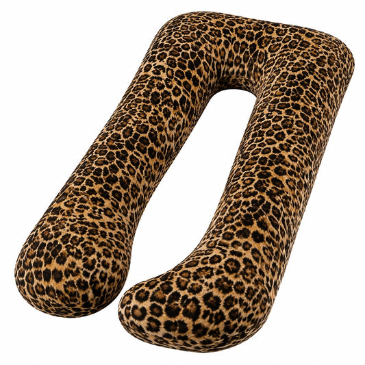 Coussin de grossesse en U 140 cm textile léopard soutien du corps