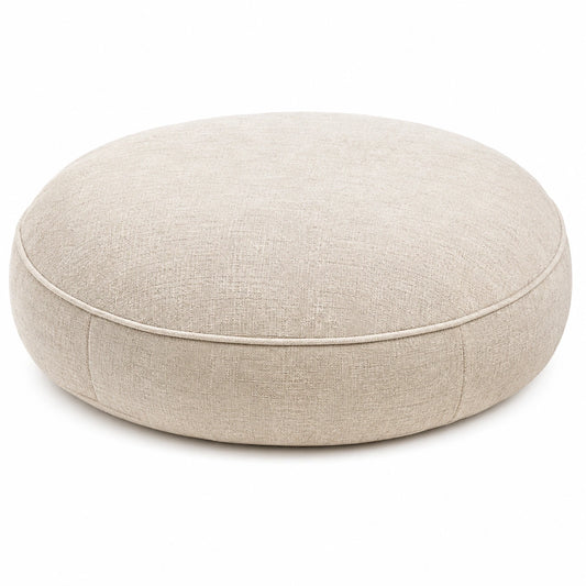 Coussin de sol rond 90 cm en tissu beige pour assise style contemporain