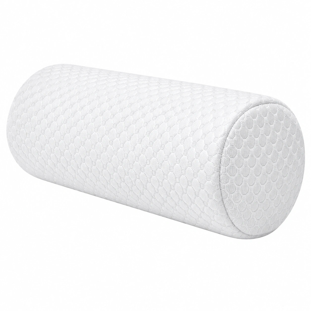 Traversin cylindrique 15 x 40 cm textile blanc matelassé pour soutien et détente
