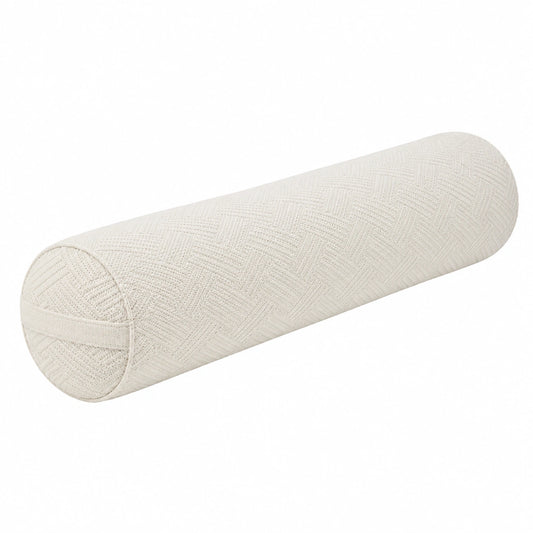 Traversin cylindrique 16 x 50 cm en tissu texturé écru pour soutien décoratif